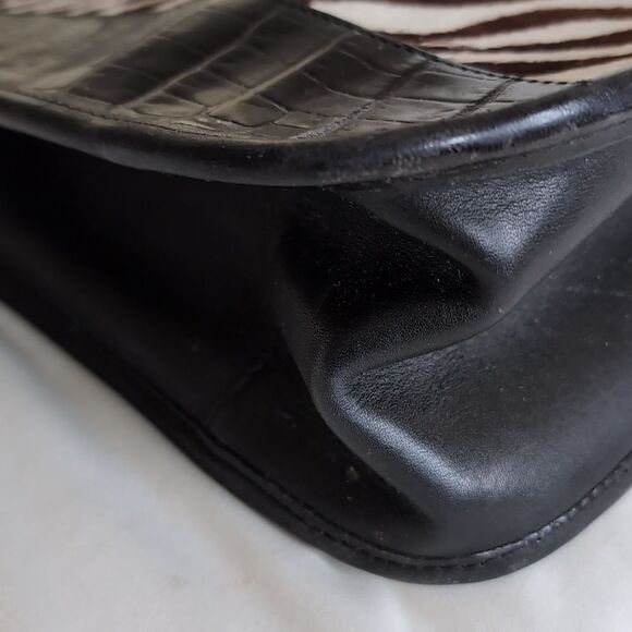 Vintage Brighten Hair on Hide Zebra and Croc Print with Silver Grommets Tote Bag - Picture 9 of 13